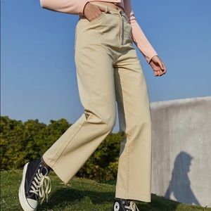 straight leg beige jeans